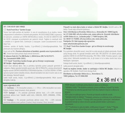 Duck Fresh Discs - 2 Ricariche da 6 Dischi Gel Igienizzanti WC, Fragranza Rosa & Fiori di Loto, Confezione da 2 Applicatori e 12 dischetti