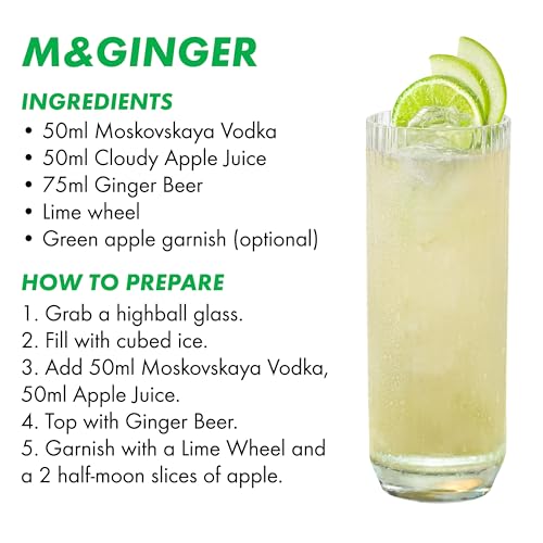 Moskovskaya Premium Vodka - Distillato con ingredienti naturali - Ideale per cocktail, shot o con ghiaccio - Prodotto a Riga, Lettonia - 38% Vol - 70cl (700ml / 0,7L)