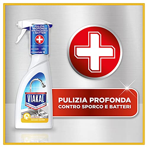 Viakal Anticalcare Detersivo Spray per Cucina, 10 Confezioni (10 x 515 ml), Adatto per Acciaio, Rimuove Sporco e Batteri, Azione Totale Sul Calcare, Brillantezza Duratura, Maxi Formato