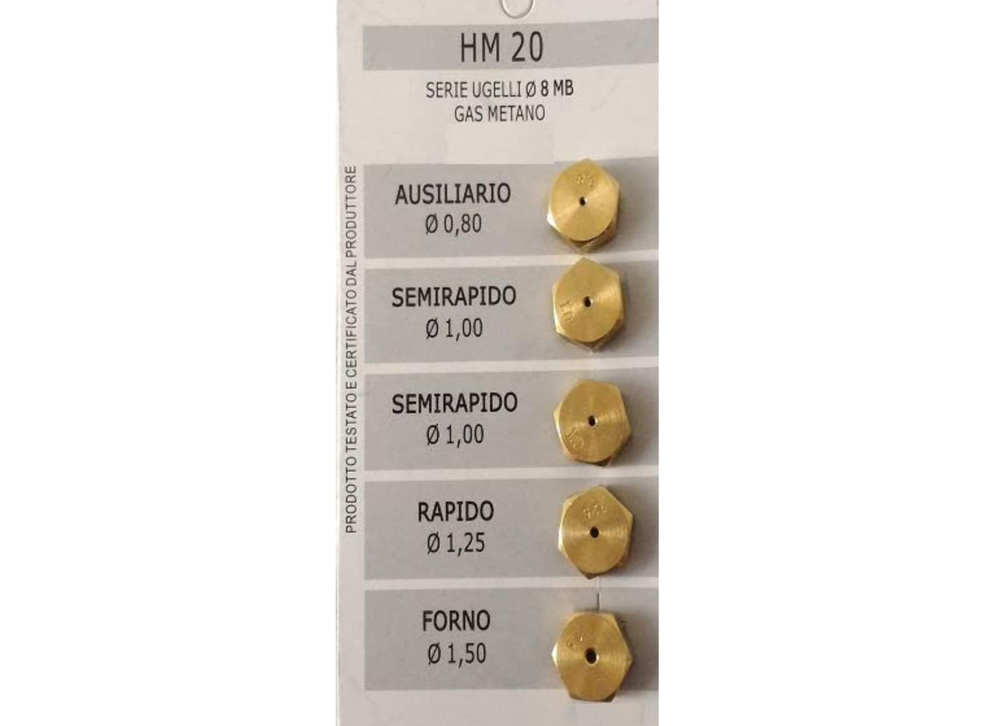 CG94 Serie 5 Ugelli per Piani Cottura e Forni a Gas Metano - con Testa da 7mm Passo da 8MB - Universali - Diametro da Ø0,80 a Ø1,50