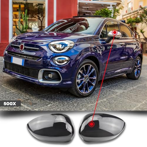 CG94 - Coppia Calotte Cromate Cover Esterne Specchio Lucido Compatibile per Auto 500X