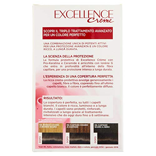 l'Oréal Paris Excellence Crema Colorante Triplo Trattamento Avanzato, No. 3 Castano Scuro -