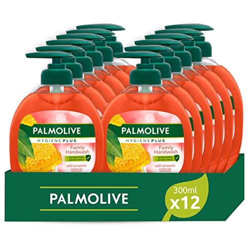 Palmolive Sapone Liquido Mani Hygiene Plus Family con Antibatterico Naturale e Ingredienti Idratanti, agli Estratti di Propoli, 12 x 300 ml