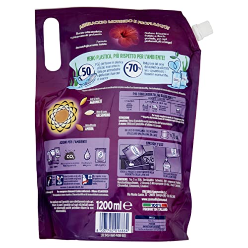 Spuma di Sciampagna Ecoricarica Ammorbidente Concentrato Prezioso Ibisco 60 Lav. 1200ml