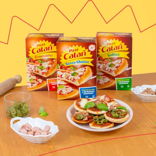 Catarì Pizza Preparato per Pizza Soffice, a Lievitazione Istantanea, con Miscele per la Base, Polpa di Pomodoro e Bustina di Origano