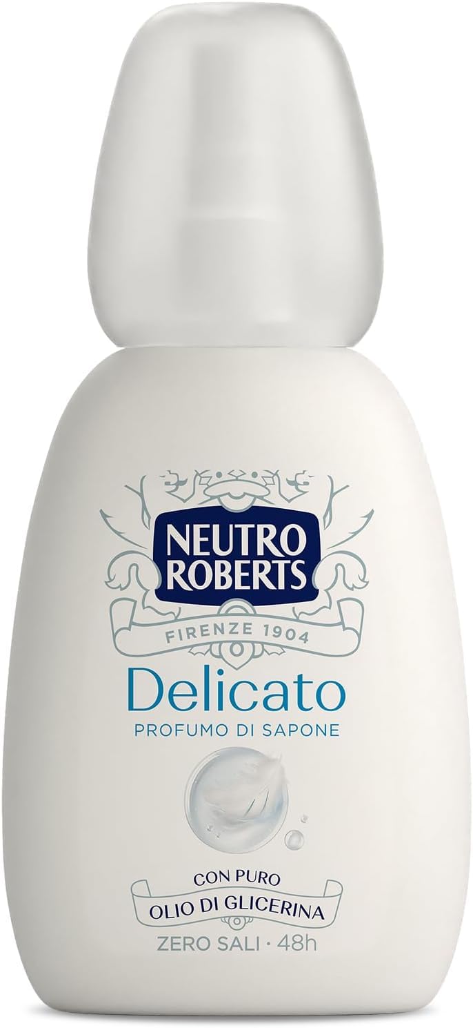Neutro Roberts, Deodorante Vapo Delicato, Zero Sali di Alluminio, Con Puro Olio di Glicerina, Deodorante Uomo e Donna, Dermatologicamente Testato, Plastica 100% riciclata, 75 ml, Zero gas 48h