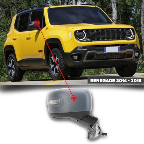 CG94 - Specchietto Retrovisore Elett. Term. C/Fanalino Compatibile per Auto J. Renegade - Calotta da Verniciare - con Sonda 6+2PIN