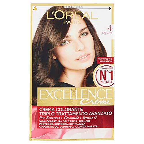 l'Oréal Paris Excellence Crema Colorante Triplo Trattamento Avanzato, 4 Castano - 1 Pacco