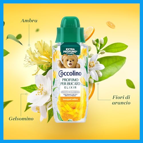Coccolino Profumo per Bucato Bouquet Estivo, Extra Profumo* a lungo. Efficace Anche a Freddo e nei Cicli Brevi, con note di fragranza Ambra, Gelsomino, e Fiori d'Arancio, 342ml
