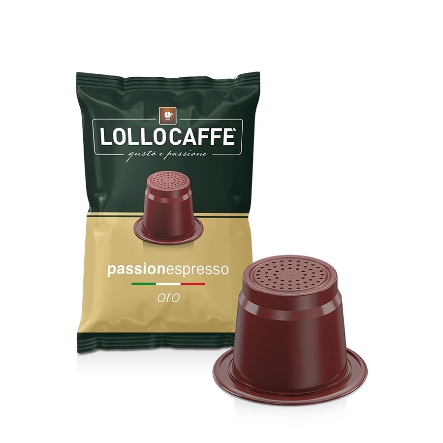 Lollo Caffè Passione Espresso, Miscela Oro - Arabica - 100 Capsule - Compatibili con le Macchine ad uso domestico Nespresso*