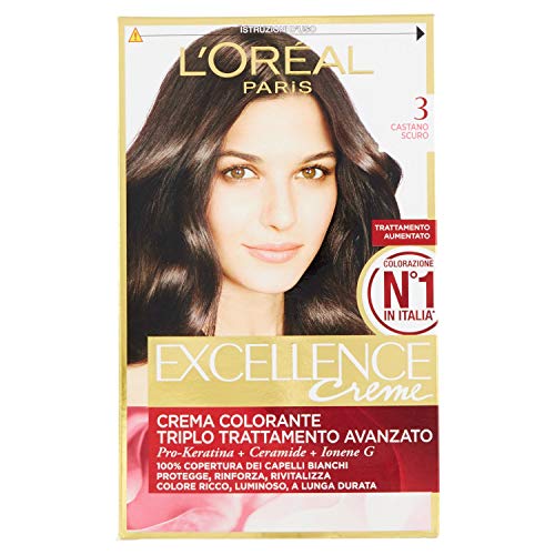 l'Oréal Paris Excellence Crema Colorante Triplo Trattamento Avanzato, No. 3 Castano Scuro -