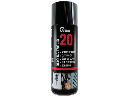 VMD Italia - VMD 20 - Olio da Taglio, Olio Spray Lubrificante Professionale, Perfetto per il Taglio di Metalli, Prolunga la Vita degli Utensili Tornio, 400 ml