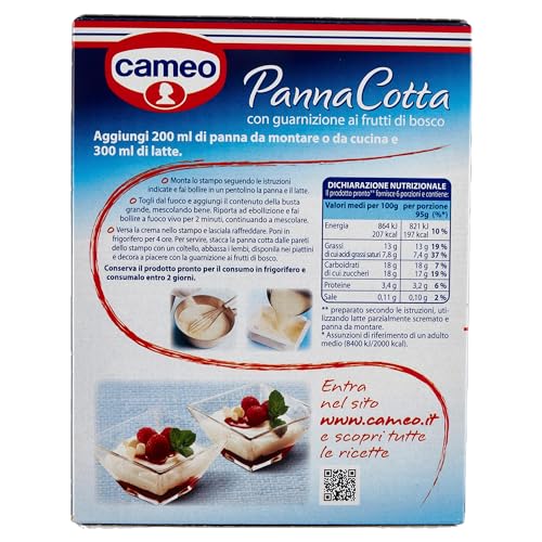 Cameo Preparato per Panna Cotta con Caramellato, Dessert Facile da Preparare, Contiene lo Stampo per la Cottura 1 Busta di Preparato e 1 Busta di Caramellato, Astuccio da 6 Porzioni, 97 g