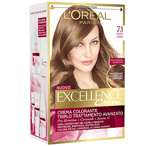 l'Oréal Paris Excellence Crema Colorante Triplo Trattamento Avanzato, 7.1 Biondo Cenere - 1 Pacco