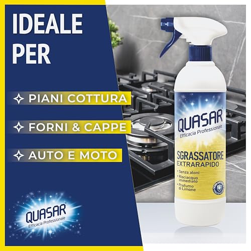 Quasar - Sgrassatore Extrarapido - Senza Aloni, Risciacquo Immediato, Profumo di Limone - 680 ml
