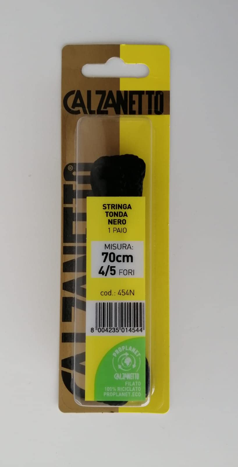 Calzanetto Stringa Tonda Colore Nero Misura 70 cm, 4/5 Fori, 1 confezione da 1 paio