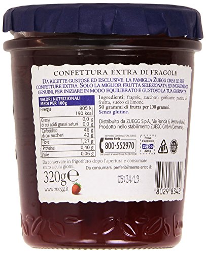 Zuegg - Fragole, Confettura Extra - 12 pezzi da 320 g [3840 g]