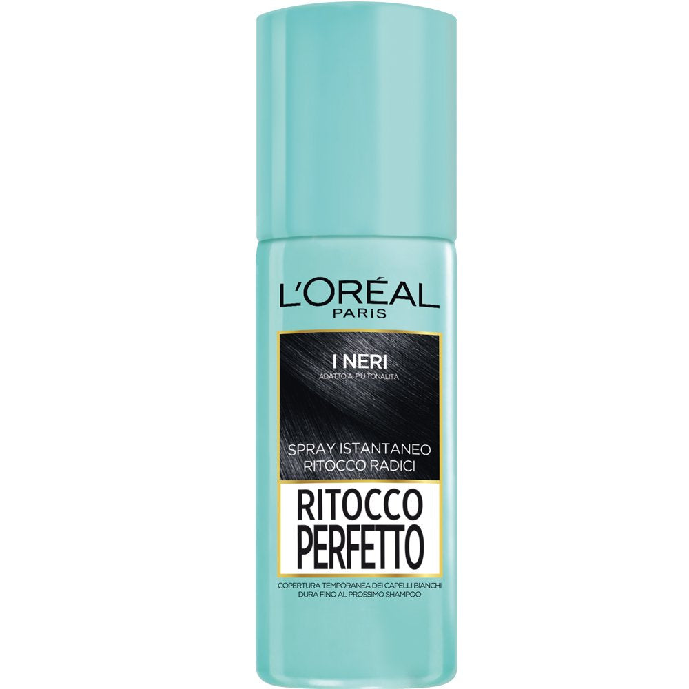 L'Oréal Paris Ritocco Perfetto Spray Ritocco Radici, Colorazione Ricrescita, Copre i Capelli Bianchi e Dura 1 Shampoo, I Neri, 75 ml