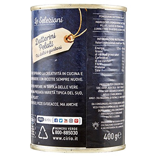 Cirio - Datterini, pelati, più dolci e gustosi - 12 pezzi da 400 g [4800 g]