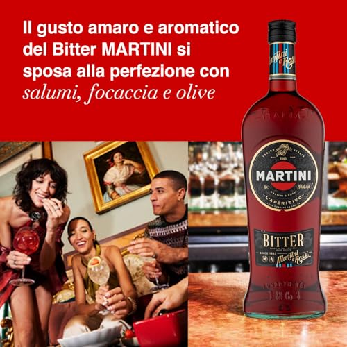 MARTINI Bitter Aperitivo, 25% ABV, 100cl / 1L, Infuso con Erbe Aromatiche Selezionate a Mano