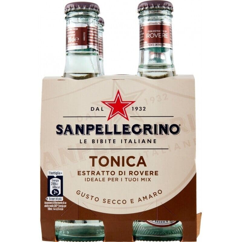 Confezione da 48 confezioni di test San Pellegrino cocktail bibite analcoliche + Tonica Rovere bevanda analcolica 20 cl bottiglia di vetro usa e getta
