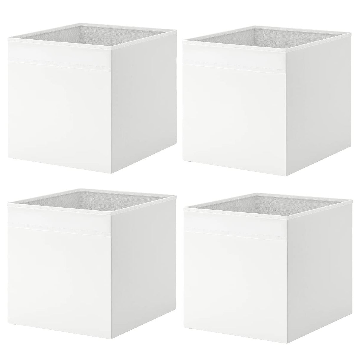 Drona - Scatola portaoggetti con 4 ripiani in tessuto vellutato, 33 x 38 x 33 cm, colore: Bianco