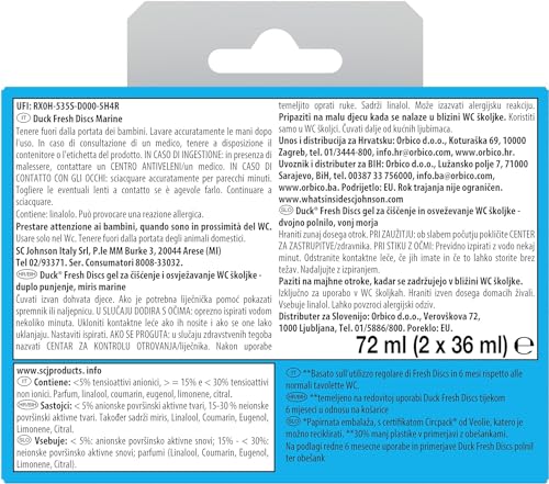 Duck Fresh Discs Gel Igienizzanti WC, Fragranza Marine, Confezione da 2 Applicatori e 12 Dischetti