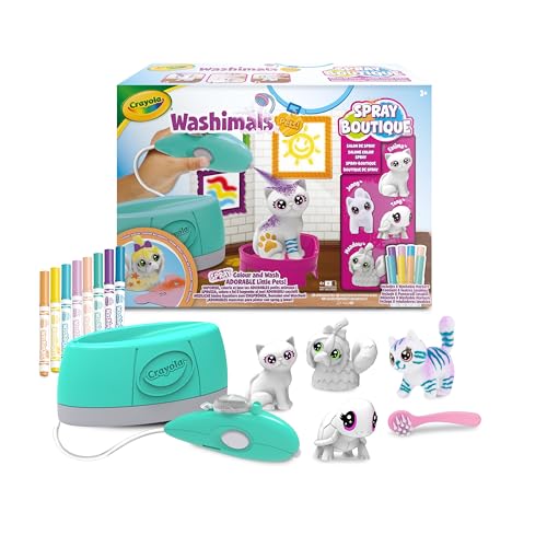 CRAYOLA Wahimals Pets - Spray Boutique, Set Attività Colora Lava Ricolora con 4 Cuccioli, Ambientazione Toletta e Aerografo a Batteria, Ideale da Regalare, Età Consigliata: da 3 Anni, 74-7517
