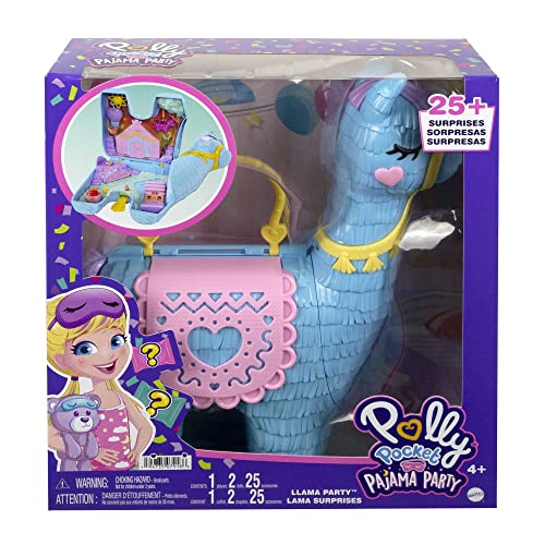 Polly Pocket - Festa Unicorno, playset con 2 mini bambole e cuccioli, include 25+ accessori tra cui una mini pignatta e una mongolfiera, giocattolo