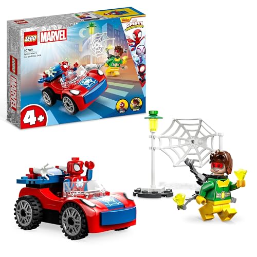 LEGO 10789 Marvel L’Auto di Spider-Man e Doc Ock, Giocattolo di Spidey e i Suoi Fantastici Amici, Giochi per Bambini dai 4 Anni con Mattoncini Fosforescenti
