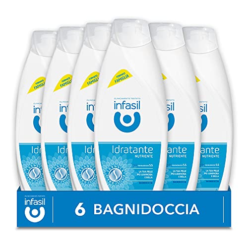 Infasil Bagnodoccia Idratante Nutriente, Clinicamente Testato e Delicato sulla Pelle, 6 Bagnodoccia da 500 ml
