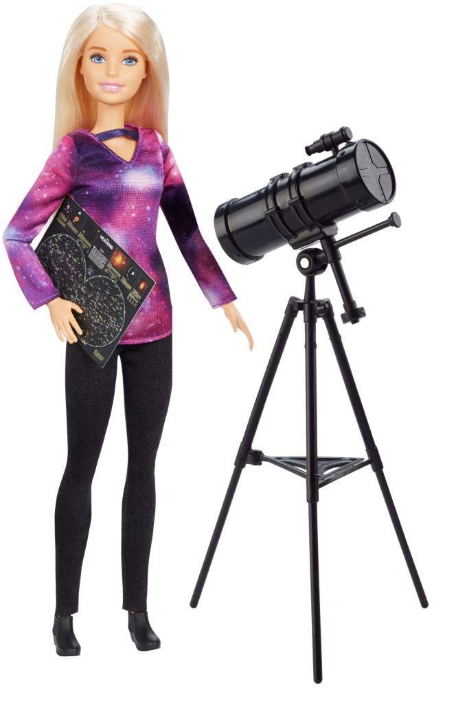 Barbie Carriere Astrofisica, Bambola Bionda con Telescopio e Accessori, Ispirata da National Geographic, Giocattolo per Bambini 3 + Anni, GDM47