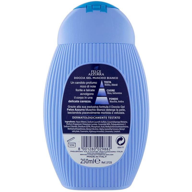 12x Felce Azzurra Muschio Bianco Gel da Doccia - Doccia Gel Bagnoschiuma 250ml