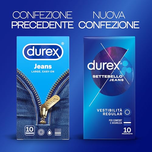 Durex Settebello Jeans Preservativi Easy-On 56mm, 10 Profilattici