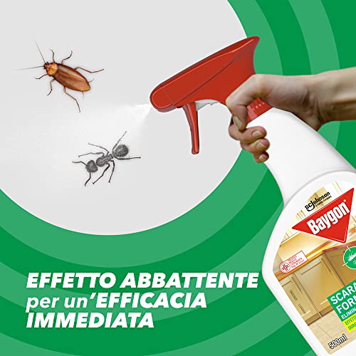 Baygon Scarafaggi e Formiche Trigger Insetticida, Azione rapida ed effetto barriera 1 mese, 1 Trigger da 500 ml