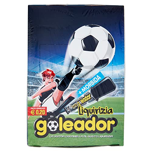 Goleador Liquirizia, Doppia Caramella Gommosa, Senza Glutine, Idee Regalo per Compleanni e Feste, Confezione da 200 monopezzi