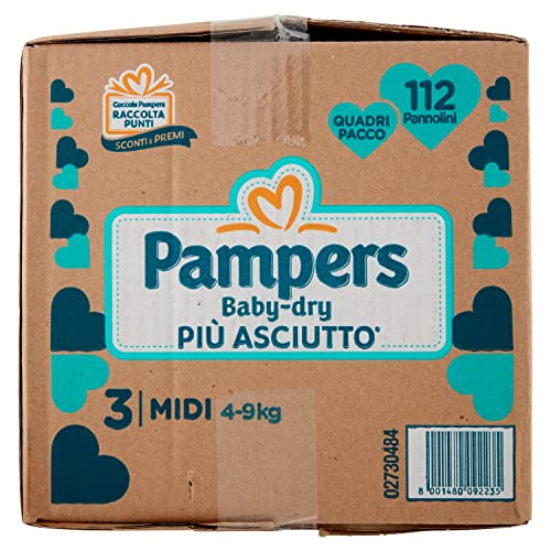 Pampers Pannolini Baby-Dry Taglia 3, 112 Pezzi - 2890 g