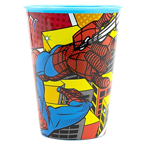Bicchiere Bambini Marvel Spiderman 260ML, in plastica senza BPA, facile da lavare e riutilizzabile