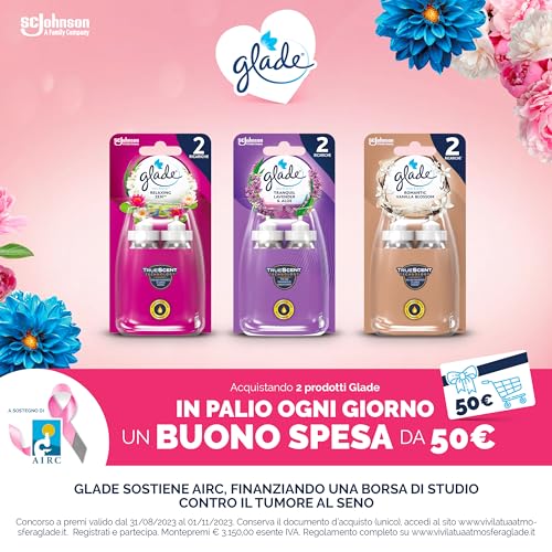 Glade Sense & Spray Doppia Ricarica, Deodorante per Ambienti con Sensore di Movimento, Fragranza Romantic Vanilla Blossom, Confezione da 2 Ricariche x 18 ml