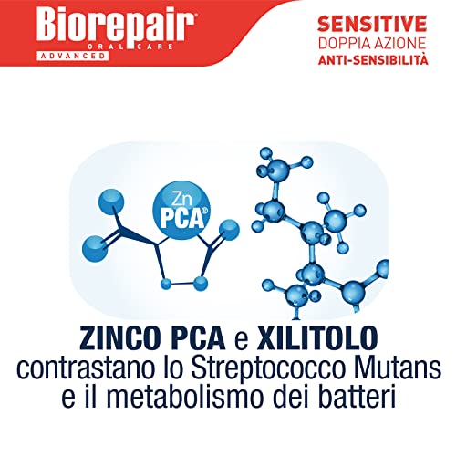 Biorepair, Dentifricio Advanced Sensitive, Doppia Azione Anti-Sensibilità, Protegge le Gengive, con MicroRepair e CPC Antibatterico, Contrasta la Recessione Gengivale