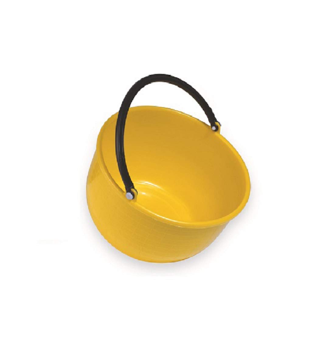 Ecoplast | Paniere Agricolo in Plastica Resisitente con Manico Arrotondato, Colori Assortiti Giallo Ocra/Rosso Veneziano/Azzurro/Verde Acido, 35x35x20, Made in Italy