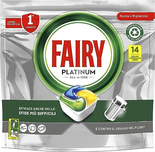 Fairy Platinum Caps per Lavastoviglie, Limone, Confezione da 16
