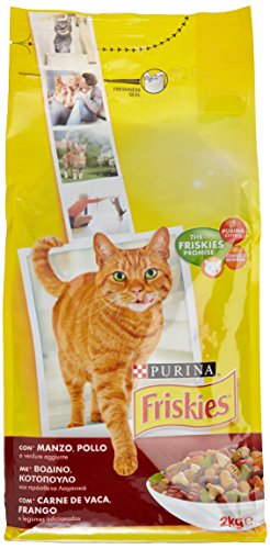 PURINA FRISKIES 5 Promesse Crocchette per Gatti Adulti con Manzo, Pollo e Verdure Sacco da 2kg