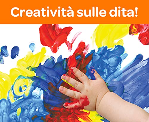 CRAYOLA - Mini Kids, 3 Tempere a Dita Lavabili, Bottigliette da 236 ml, Colori primari: blu, giallo, rosso, età 36 Mesi +, 81-1539