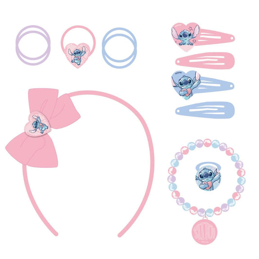 Stitch, set di bellezza per bambini, multicolore, ideale per sorprendere i tuoi bambini, include 5 elastici, 4 fermagli per capelli, 1 bracciale e un anello - Prodotto originale progettato in Spagna