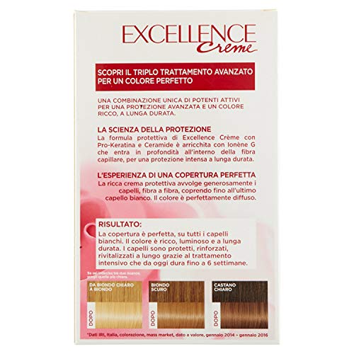 l'Oréal Paris Excellence Crema Colorante Triplo Trattamento Avanzato, 9 Biondo Chiarissimo - 1 Pacco