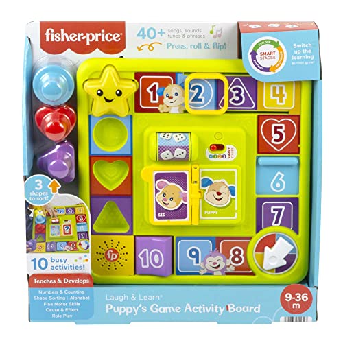Fisher-Price Pannello Interattivo di Cagnolino, Gioco sensoriale per Neonati con luci e contenuti didattici Smart Stages