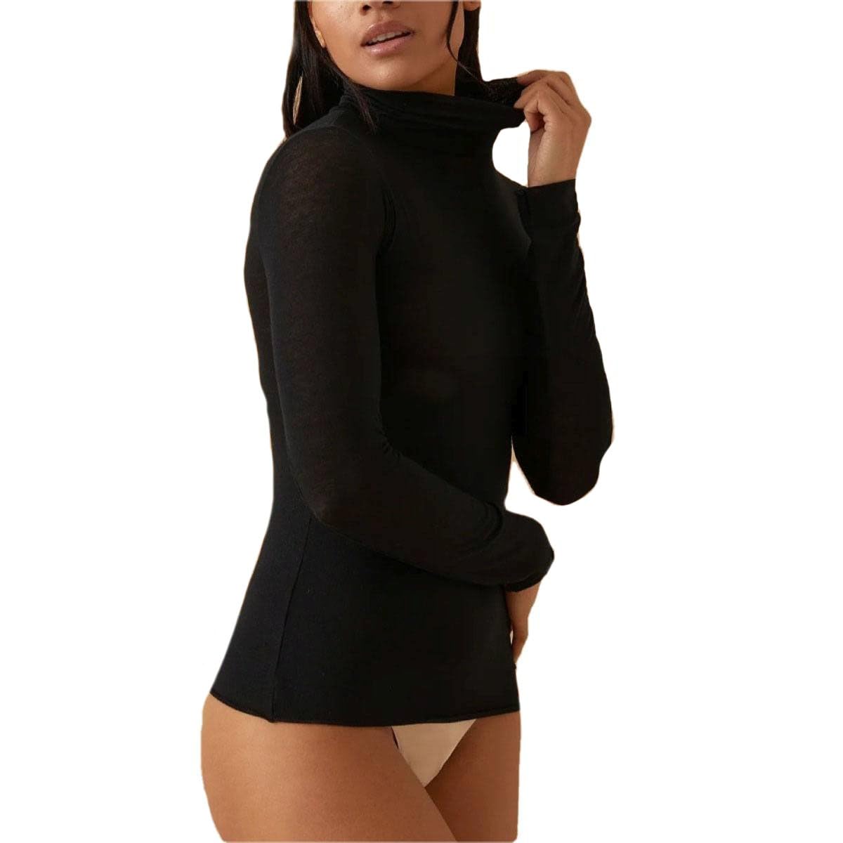 JADEA Maglia Donna 4066 Dolcevita Manica Lunga in Modal e Cashmere
