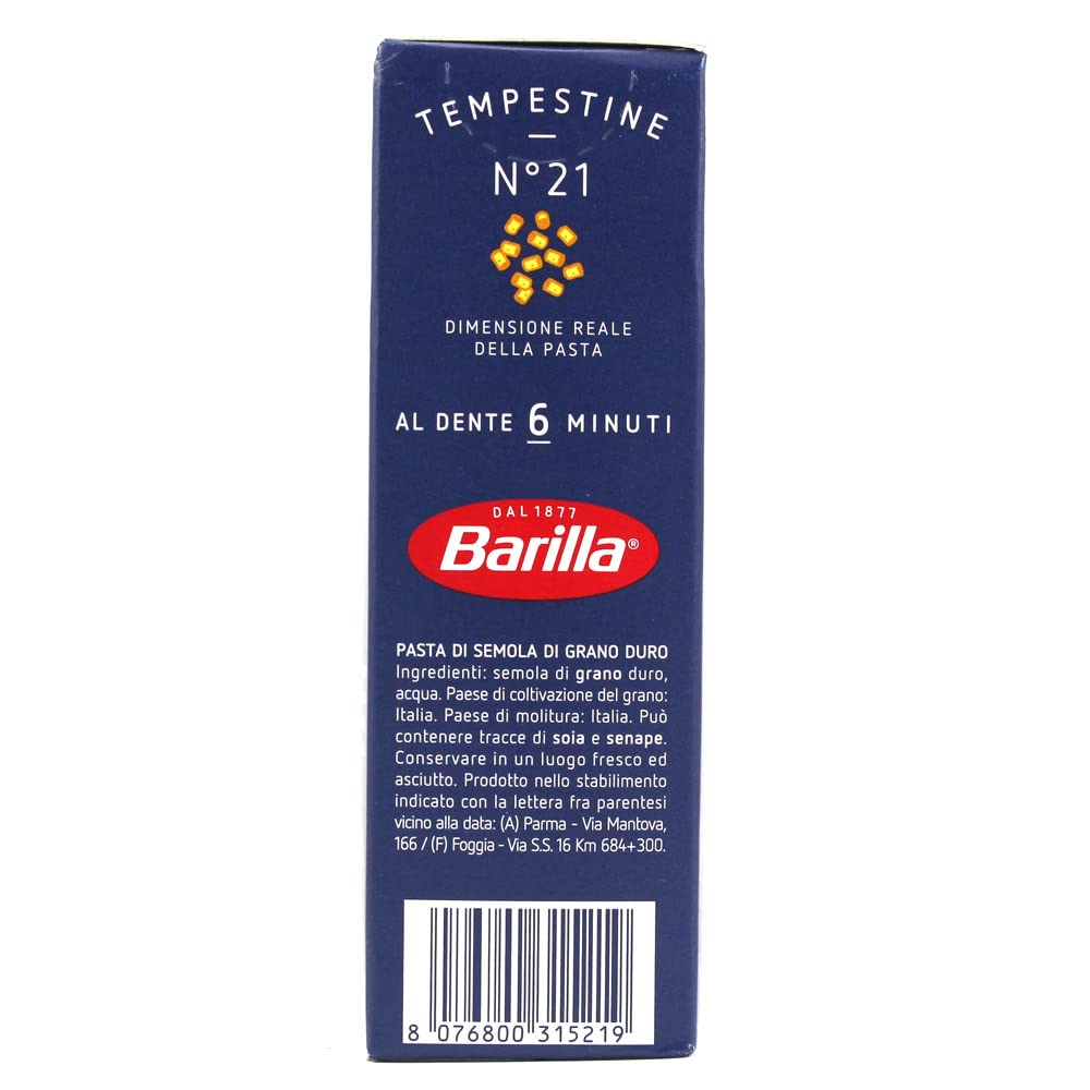 Barilla 5 x Tempestine Italian Pasta n. 21, 500 g