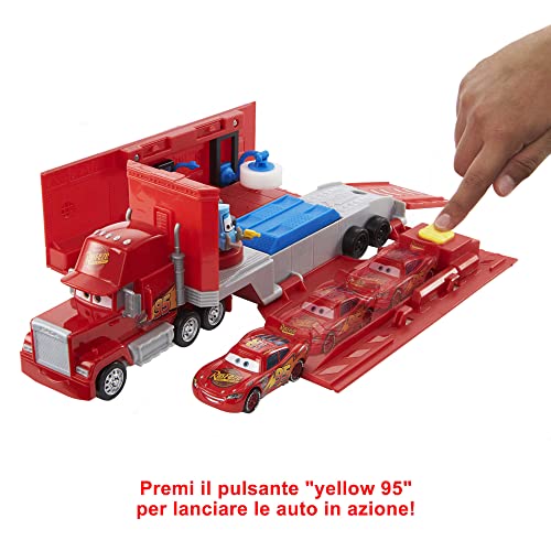 Mattel Disney Pixar Cars - Mack Trasformabile Playset, Giocattolo 2 in 1 con Camion e Officina per la Messa a Punto, con Lanciatore, Ponte, Giocattolo per Bambini 3+ Anni